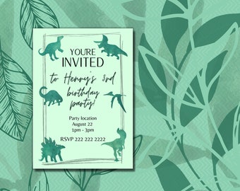 Birthday invitation, invitation template, dinosaur birthday, birthday invite, kids birthday invite, dinosaur birthday party, printables,