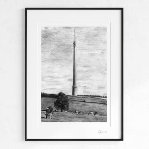 Emley Moor, Huddersfield Giclée Art Print, Wall Art