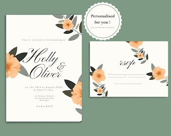 Downloadable wedding bundle | Classic wedding Invite and RSVP | Elegant wedding Invitation and RSVP