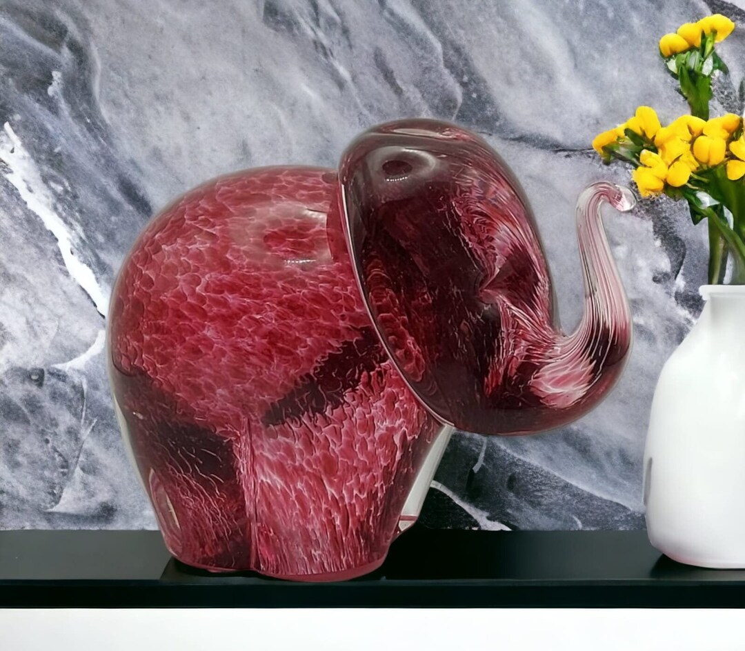 Vintage Wedgwood Glass Elephant Paperweight 1970s, Home Decor