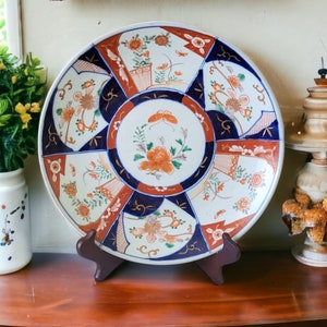 Antique Japanese Imari Charger Meiji Period Well executed 19th century, butterfly and Floral design,home decor,hand painted, wall plate,