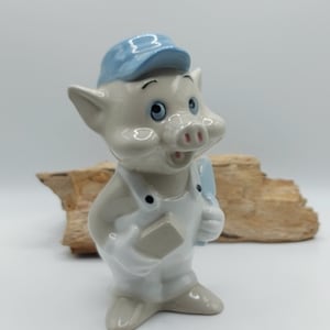 Vintage Disney little pig, house of bricks, decorative figurines, home decor, porcelain pig,