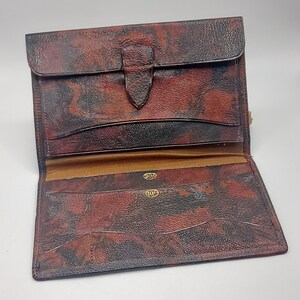 Cartera de cuero marroquí vintage, hecha en Inglaterra 1960 Pre-decimalización Accesorios para hombres Cuero vintage, cartera plegable vintage para hombre,