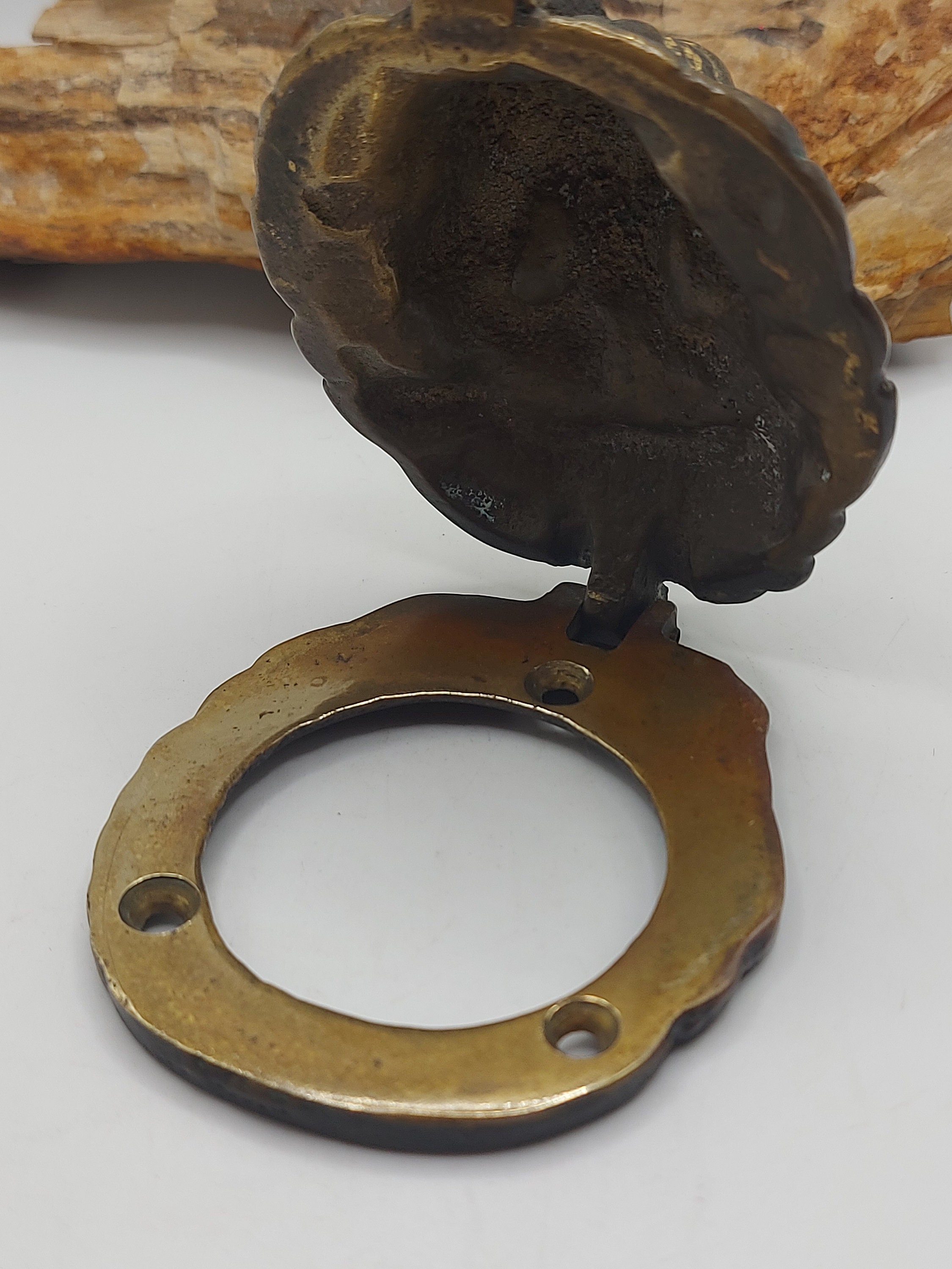 Early 20th Century Brass Lion Mask Escutcheon, key Hole Cover Lions