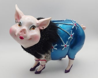 GLAMOROUS PIGGY BANK, sassy piggy bank, savings pig, children&#39;s money savings pig, diva pig,