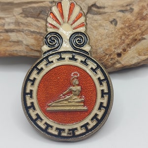 Vintage Brass enamelled paper clip from Greece/ office decorative book mark.