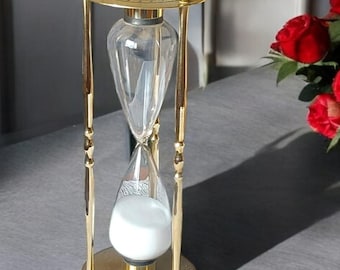 Vintage Nautical Brass 30 Minute Sand Timer, Desk Decor