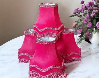 4 Vintage Lamp shades Boudoir Style  Light Shade  Faux Shot Silk VGC, home decor, home accents, vintage lighting, 50s lamp shade,