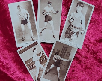 boxing cigarette cards 25 Vintage - Boxing. 1924. Full Set. Franklyn Davey Tobacco. Boxer Cards. Sports Cards. Rookie Card. Gift Jack Johnson 1930's BOXING Card - JOHNNY
