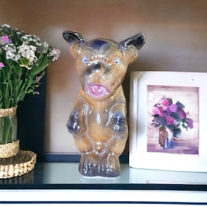 Early German Bonzo Dog Lustre Statue lustreware figurine comic character 1920s, Lustre Finish Dog, German collectable, 1930s ceramic dog
