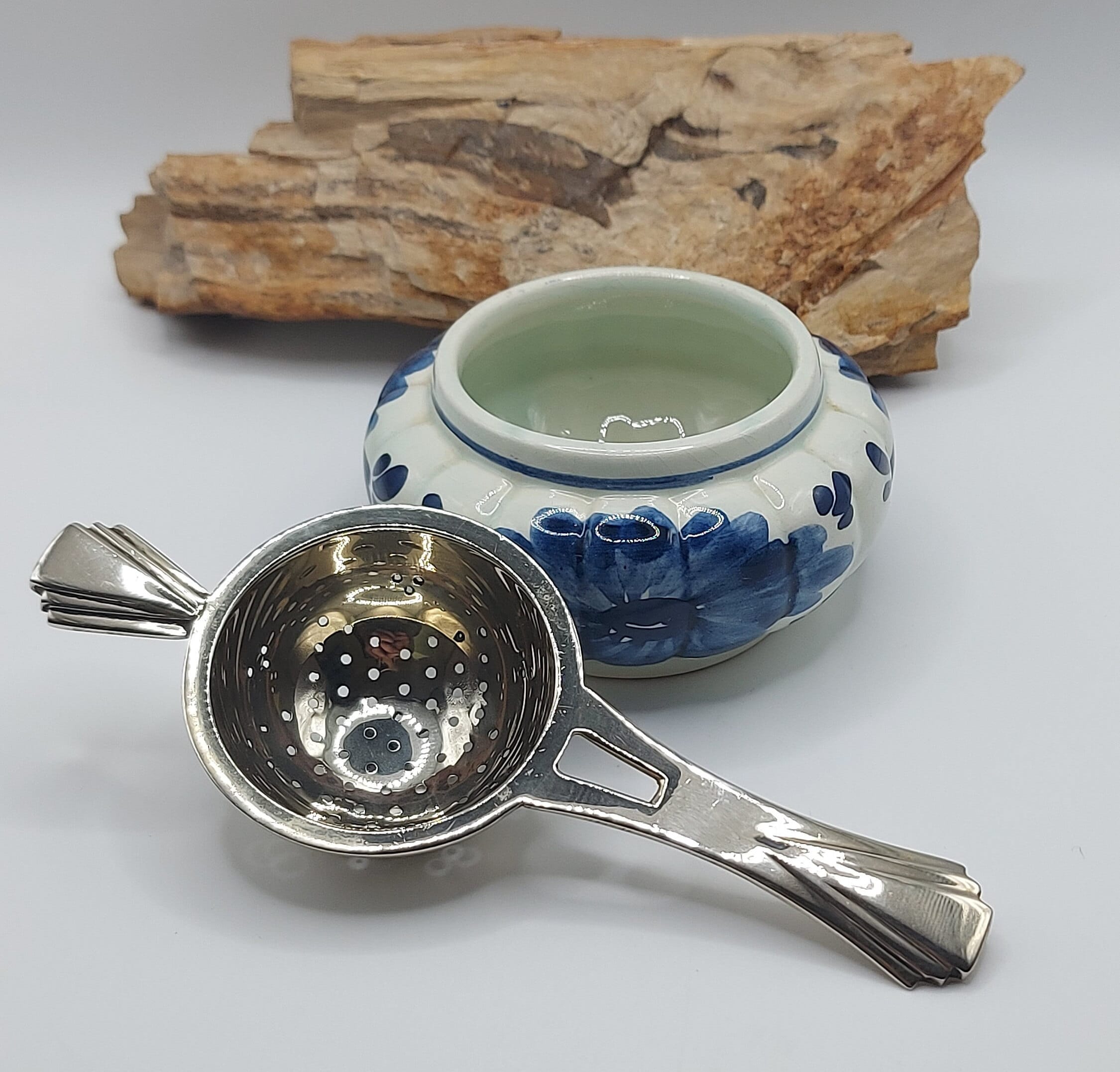 Vintage Dutch Tea Strainer With Delft Blue Drip Tray EPNS Tea Strainer ...