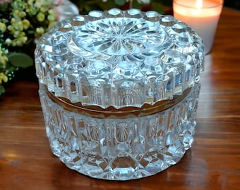 Rare vintage French crystal trinket box,  crystal trinket box, bedroom decor, lidded crystal box, home decor,