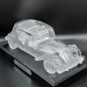 Citroen Traction Avant glass paperweight dest ornament citroen 11,  maigret car, office decor, collectible glass car,
