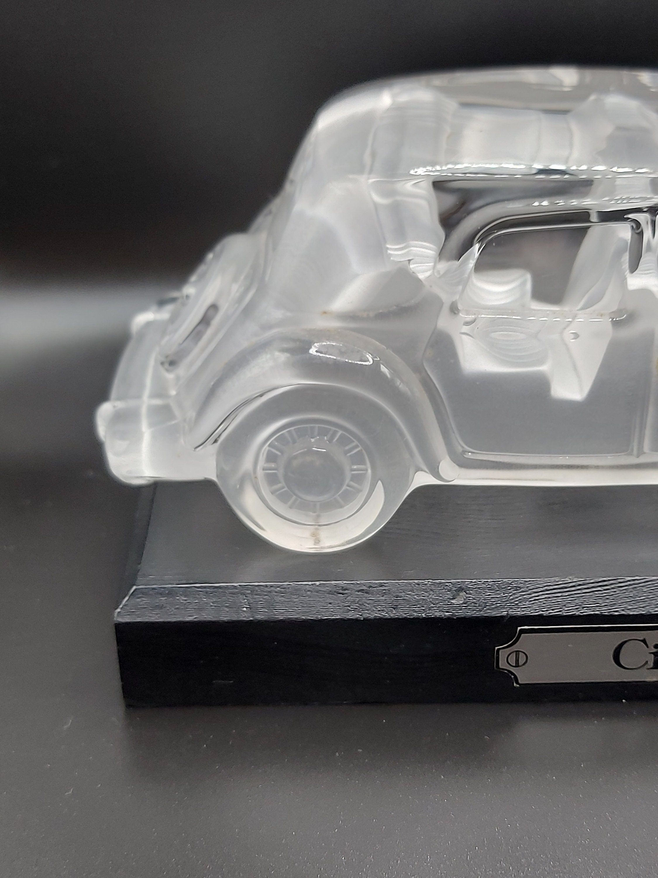 Miniature Citroën Traction Avant Vintage - Cristal/verre Made In Italy - 19 Cm Avec Boîte