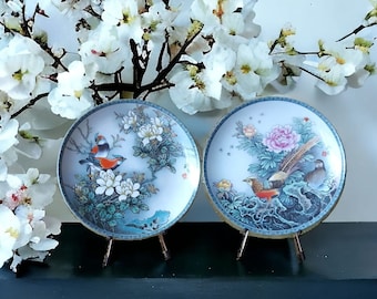 2 IMPERIAL ching te chen PORCELAIN The flowery land,Collectable Plates Asian Art, Artist Zhang song Mao China,decorative collectable plates,