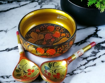 ロシアのスプーンセット3手描きロシアの民芸品天然木製 - Etsy 日本