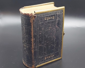 Antique 1861 Book of Common Prayer, Brass Clasp Leather “Church Service” Bible , Victorian Religious Book, Gilt Pages ,Anglican Collectible