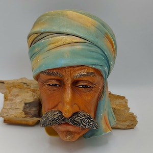 Vintage 1960&#39;s Bossons Albanian head, Chalkware England Head Bust, Vintage Hand Painted Character Head, home decor, wall office decor,