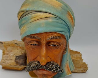 Vintage Bossons Chalkware Albanian Head Bust, Hand Painted England