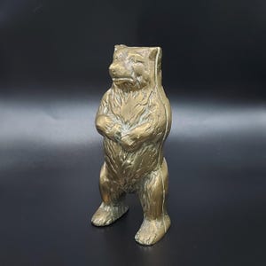 Antique Brass Grizzly Bear Money Bank - Vintage Brass Bear Money Box - Brass Bear Ornament - Early Century Brass Grizzly Bear, office decor