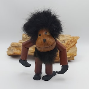 Vintage Teak Monkey Figurine, Wooden Gorilla, Mid Century Hans Bolling style, Kay Bojesen Style Kitsch Folk Art Scandinavian,hand crafted