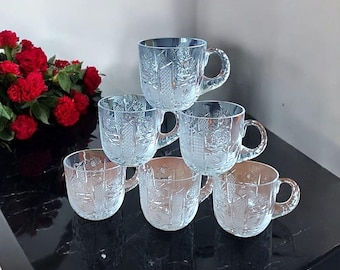 Vintage Bohemian Crystal Punch Cups - Set of 6 Hand Cut Glasses