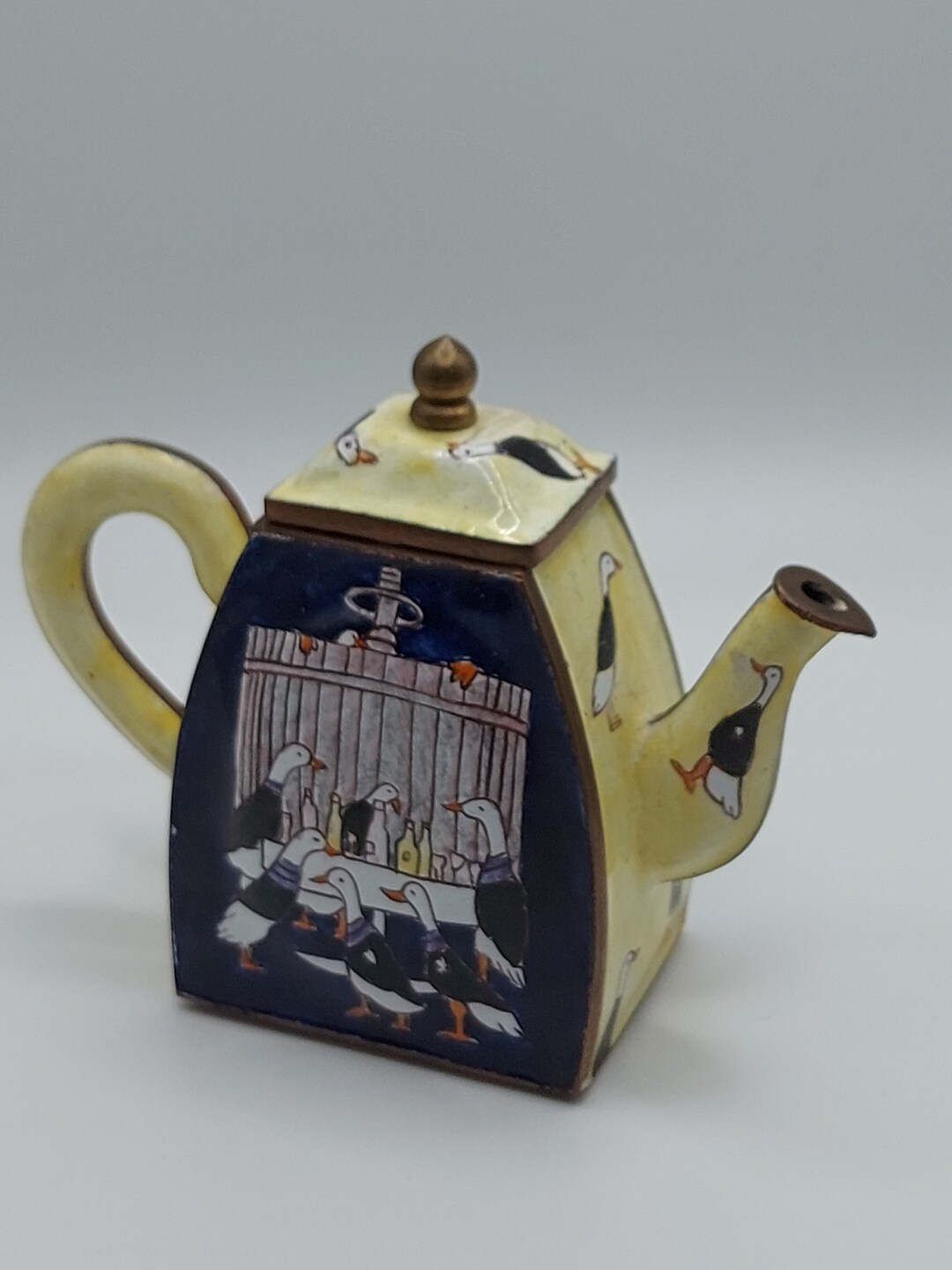 Miniature Enamel Teapot Geese Design Collectable Empress Arts Etsy