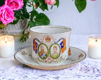 Zeldzame Ansley King George V Coronation kop en schotel uit 1911
