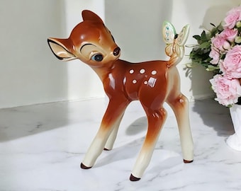 Vintage 1960&#39;s Bambi marked Disney Japan figurine, Christmas reindeer,vintage Disney, collectible Disney, rare collectibles,