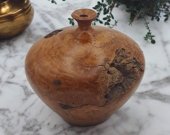 A vintage red mallee root Signed by BILL JACKSON Artisan Wooden Vessel, Australia, mallee wood, wood vase, collectable wood turned vase,