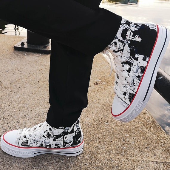 Converse Inspired Shoes Anime Sneakers Anime Shoes Leather - Etsy