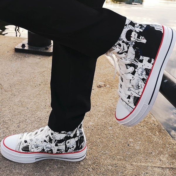 Converse Inspired Shoes, Anime Sneakers , Anime Shoes, Leather Shoes, Custom Shoes Athletic, Casual Shoes, High Top Shoe