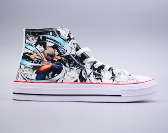 Converse Inspired Shoes, Anime Sneakers , Anime Shoes, Leather Shoes, Custom Shoes Athletic, Casual Shoes, High Top Shoe