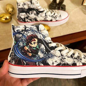 Converse Inspired Shoes, Anime Sneakers , Anime Shoes, Leather Shoes, Custom Shoes Athletic, Casual Shoes. High Top Shoe