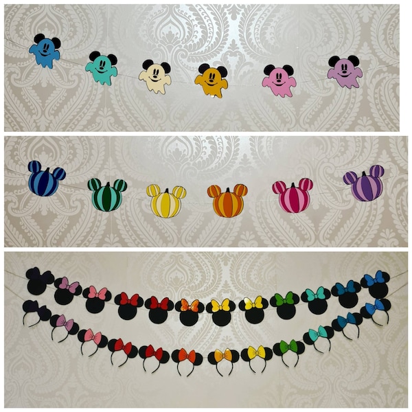 Disney halloween bunting mickey pumpkins ghost minnie mouse ears banner decoration decor personalised sign garland