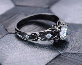 Black Gold Celtic Knot Moissanite Engagement Ring