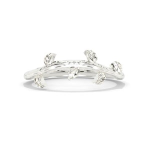 Solid Rose Gold Dainty Unique Curved Floral Twig Ring