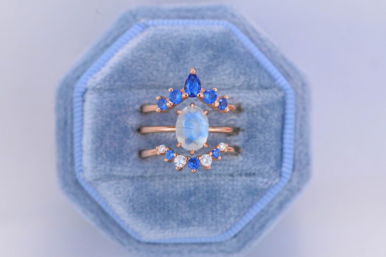 Rose Gold Plated Silver Vintage Style Natural Moonstone Ring Etsy