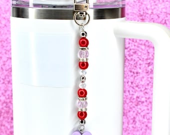 Valentine's Day Charm Dangle: Red and Pink Tumbler Accessory or Valentine Purse Charm