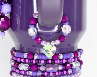 Purple Tumbler Handle Charm Bracelet