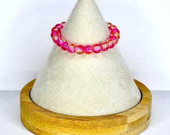 Pink Crackle Glass Bead Necklace for Monster Doll