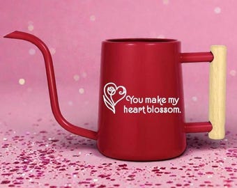 Personalized Red Watering Can with Custom Name Valentines Day Gift