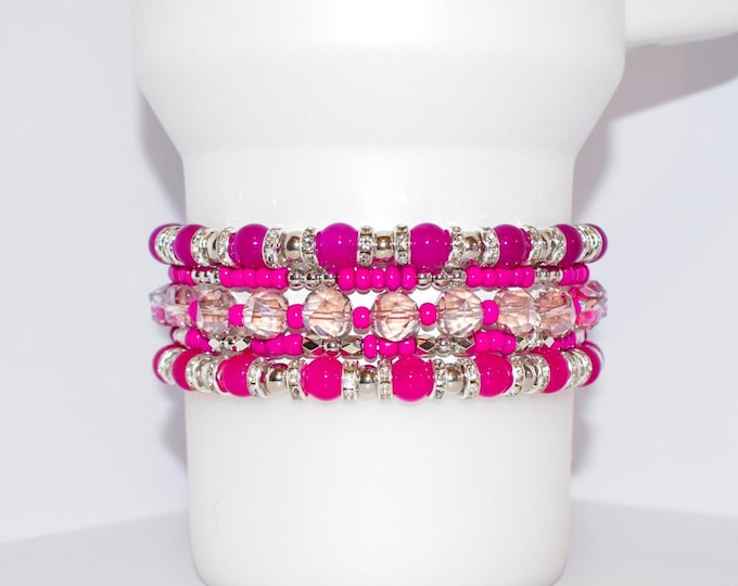 Rose Bouquet Bracelet Stack for Tumbler, Set of 5