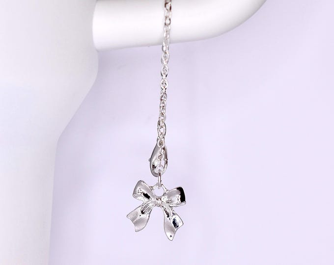 Silver Bow Tumbler Handle Charm