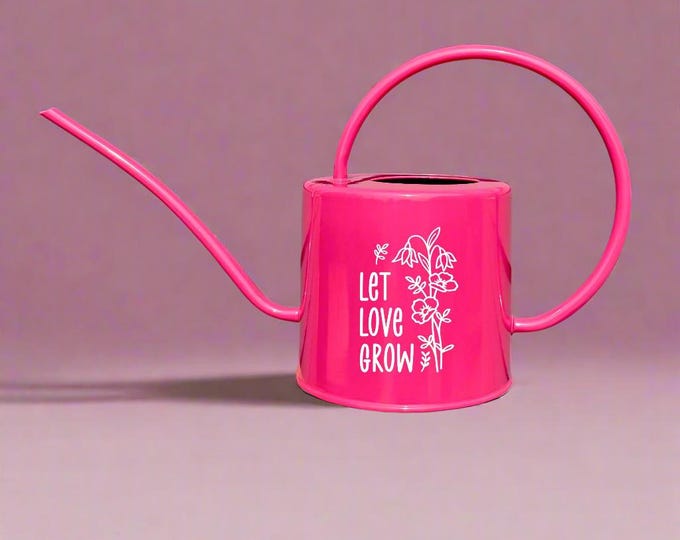 Pink Watering Can: Let Love Grow Floral Design, Garden Gift