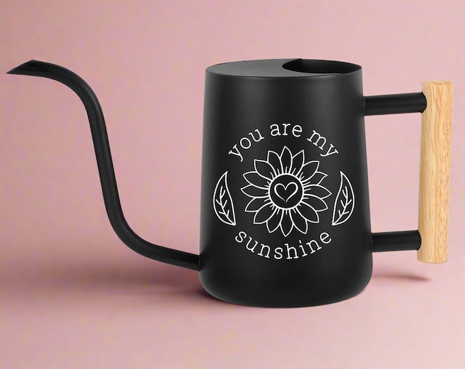 Sunflower Watering Can: Stainless Steel with Wooden Handle
