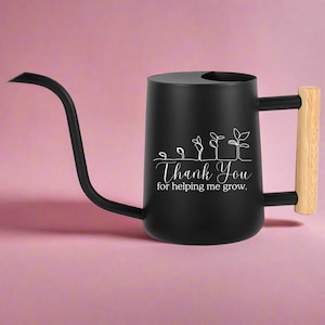Thank You Gift Watering Can: Stainless Steel with Wood Handle