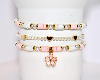 Cherry Blossom Bracelet Stack - 3 Piece Set