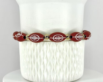 Football Beaded Bracelet with Gold or Silver Accent Beads