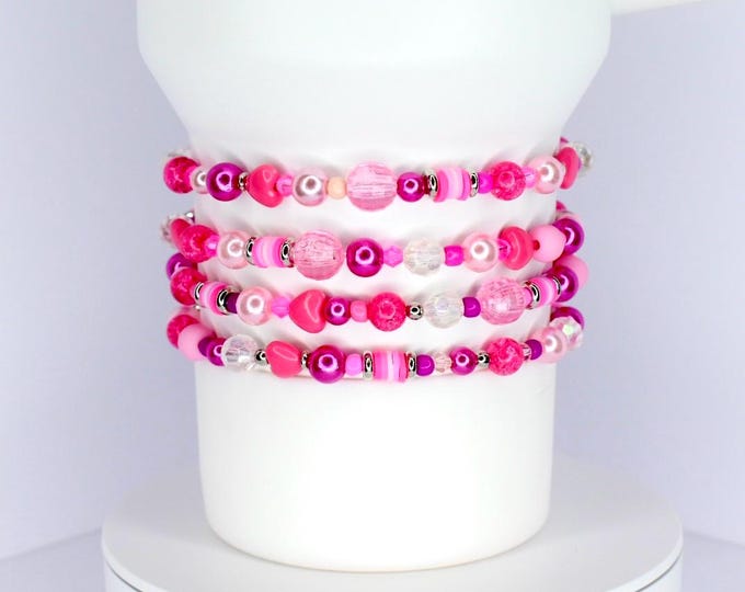 Hot Pink Bracelet Stack for Tumbler or Wrist